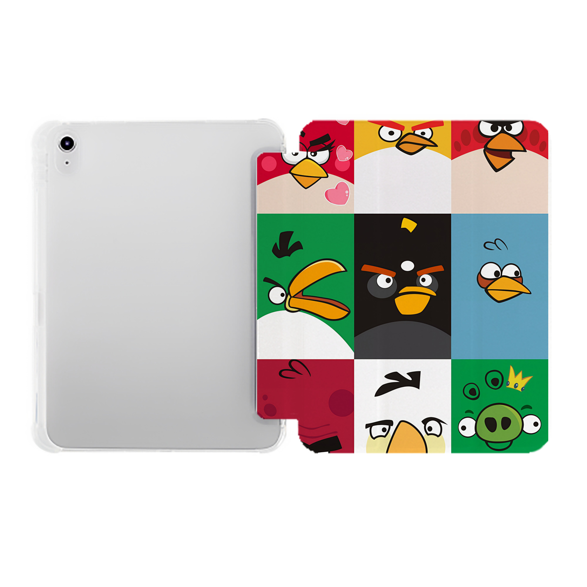（画像用） Angry Birds アングリーバード IPad ケース ペン収納付き 三つ折りスタンド PUレザー×シリコン 対応機種9.5/10.5/10.9インチ